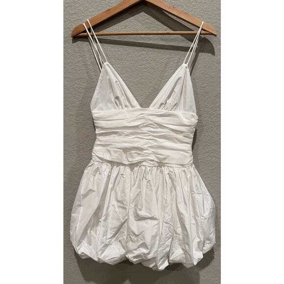 STAUD Loren Ruched Taffeta Mini Dress Size 4 - Picture 12 of 13